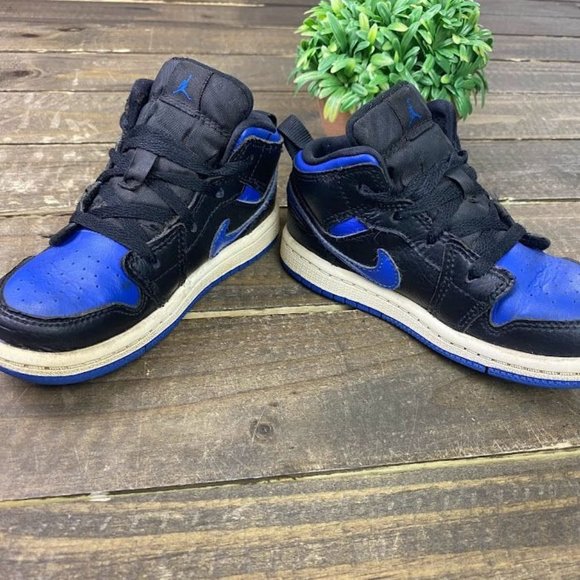 Nike Air Jordan Retro 1 Mid Hyper Royal Blue TD 640735-068 Rare Toddler Size 9C - Picture 4 of 11